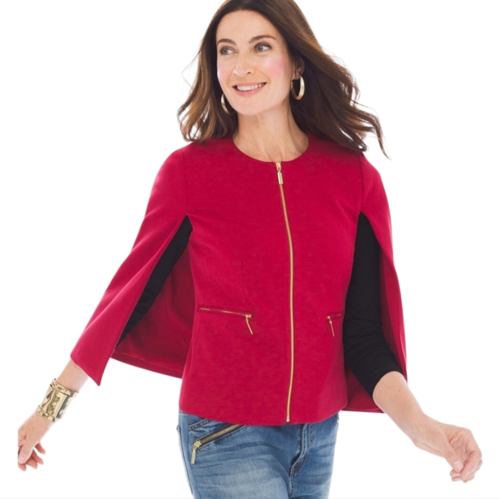 Chico's Red Ponte Cape